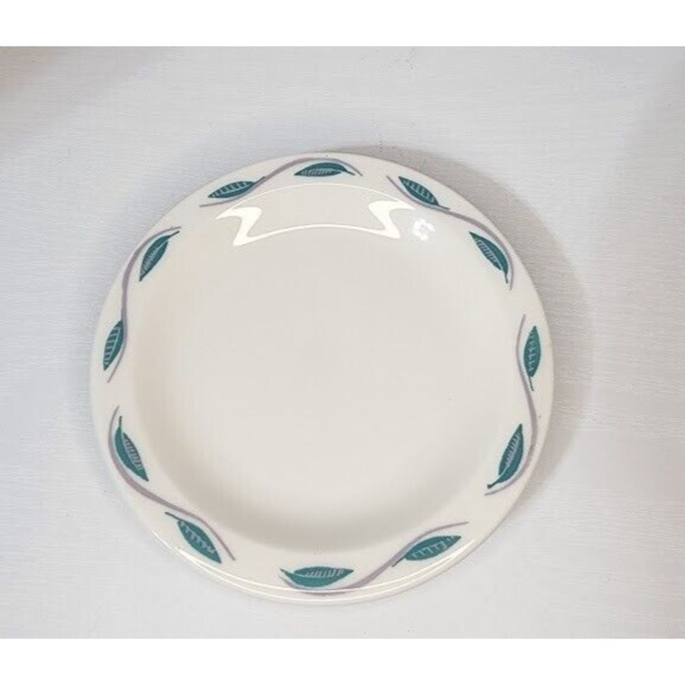 Homer Laughlin Resturant Ware Best China‎ Teal Gray Oak Leaf 6.5"Plate MCM Retro
